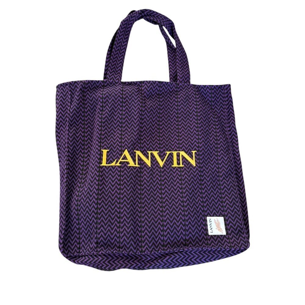 Lanvin Fabric Tote Bag, X Future Curb Cotton, Purple Black, Medium - Picture 2 of 16